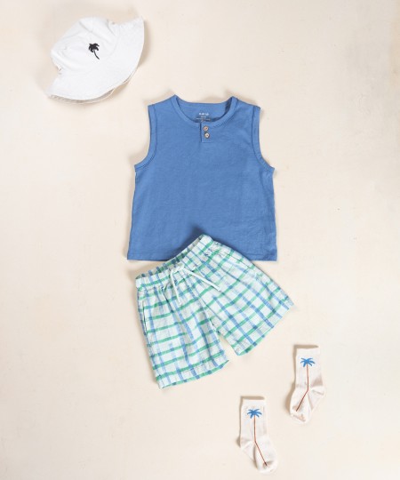 Short en tissu avec imprimé à carreaux