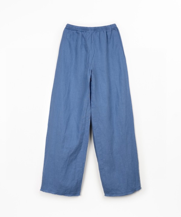 Linen trousers with adjustable belt