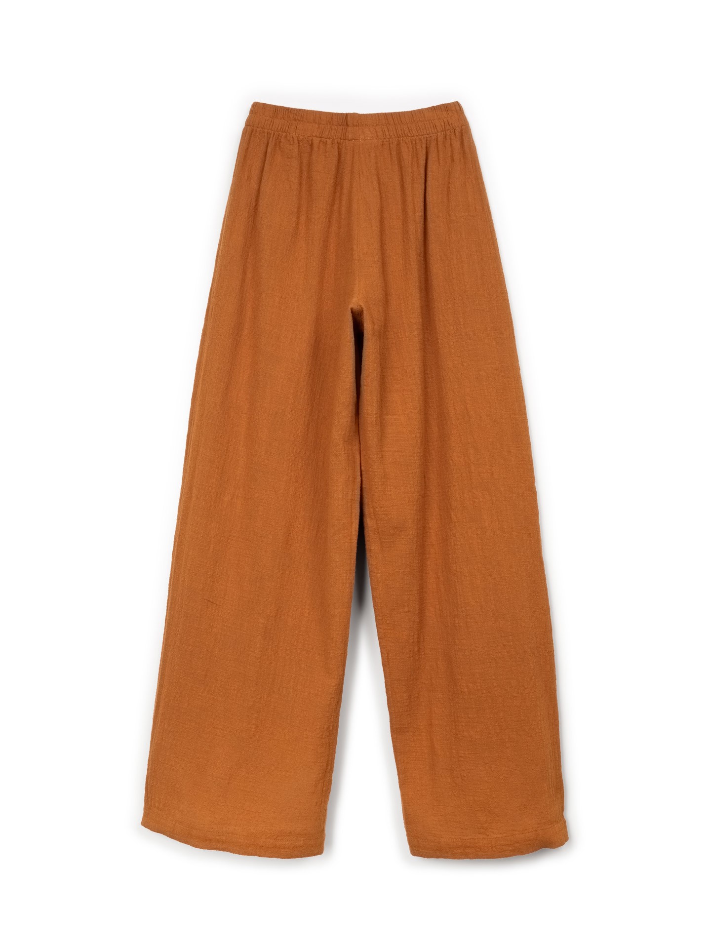 Calça de tecido em algodão orgânico com cintura elástica