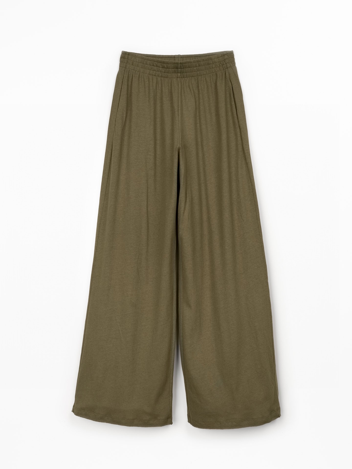 Calça de malha em algodão orgânico e linho