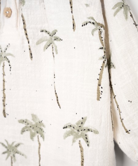 Blouse en tissu avec imprimé de palmiers