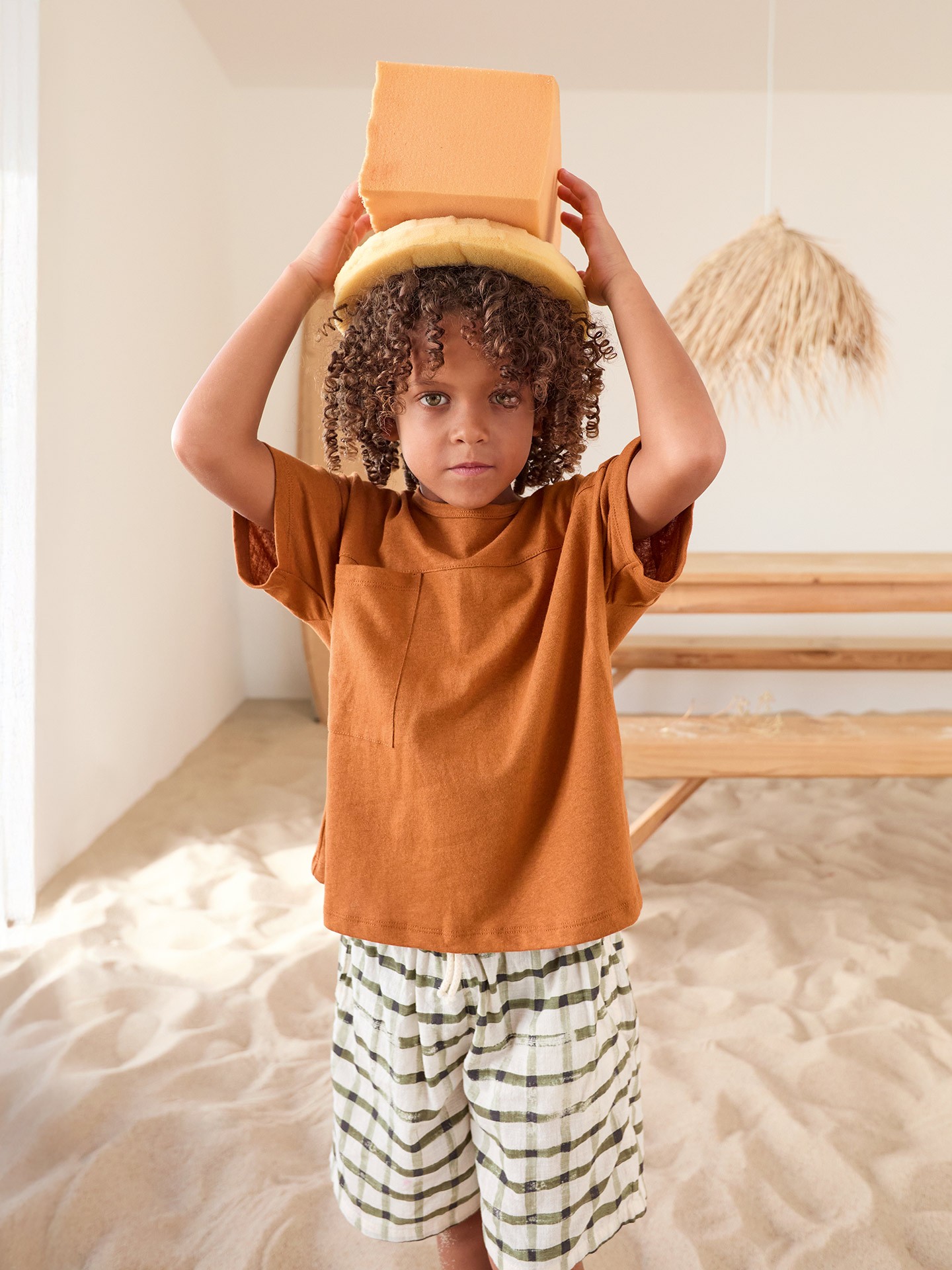 T-shirt en maille de coton biologique et lin