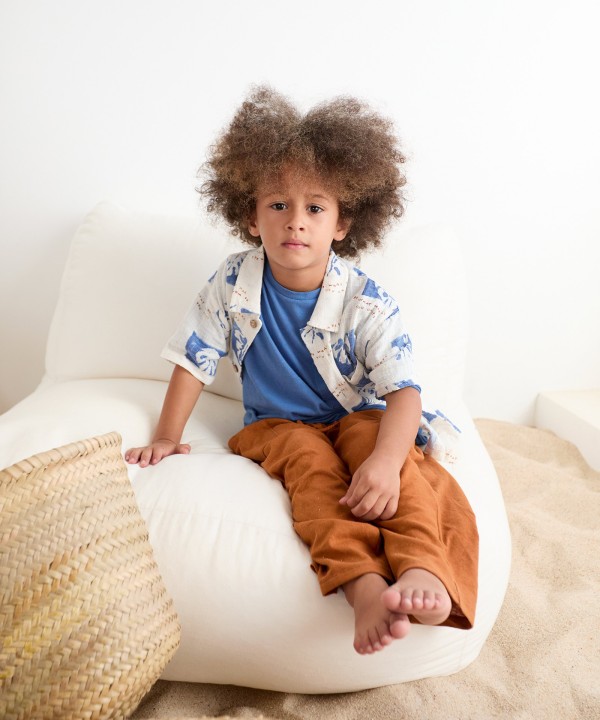 Chemise en coton biologique avec imprimé monstera