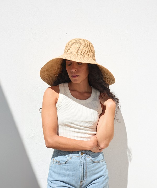 Sleeveless top in ribbed jersey