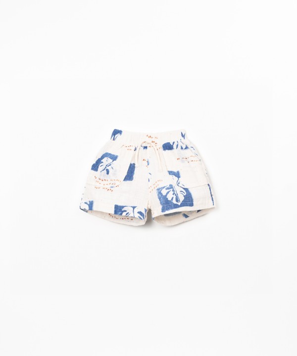Short en tissu avec imprimé de monsteras