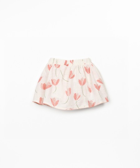 Jupe-short en coton biologique avec imprimé de tulipes