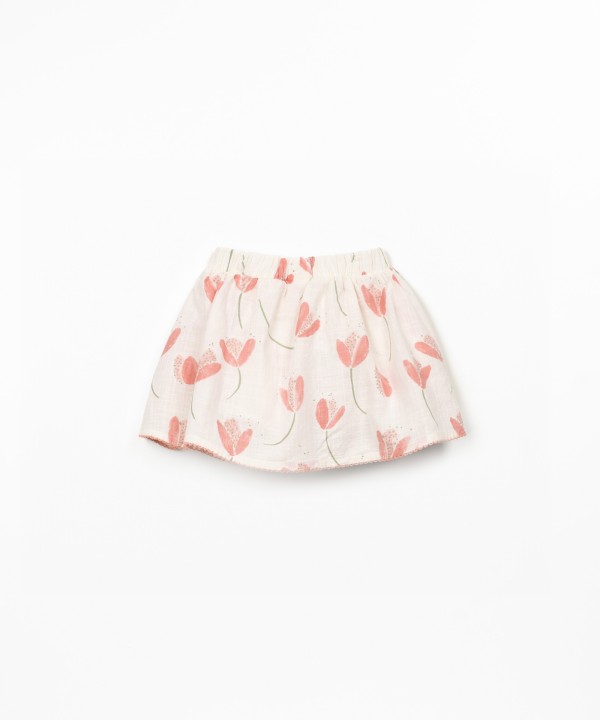 Jupe-short en coton biologique avec imprim� de tulipes