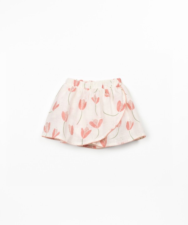 Jupe-short en coton biologique avec imprim� de tulipes