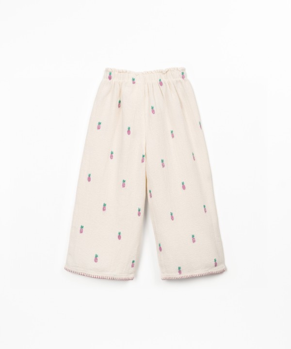 Pantaloni in tessuto con stampa di ananas