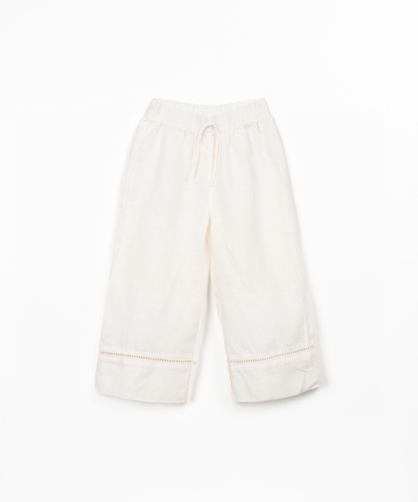 Linen trousers with elastic belt