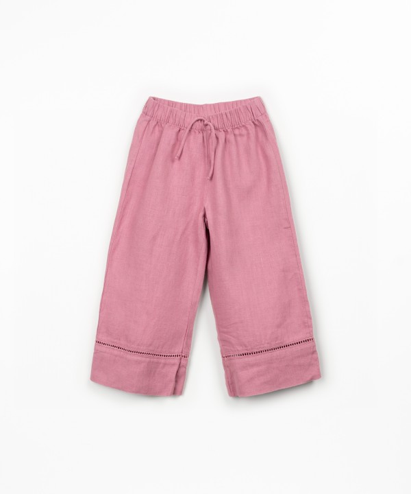 Linen trousers with elastic waistband