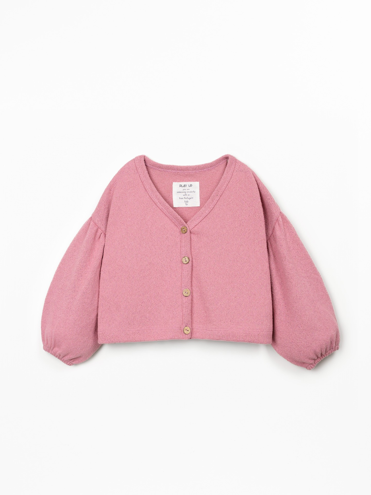 Knit cardigan with recycled fibers