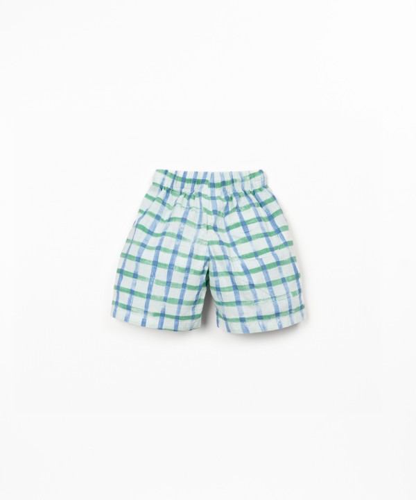 Checkered print fabric shorts