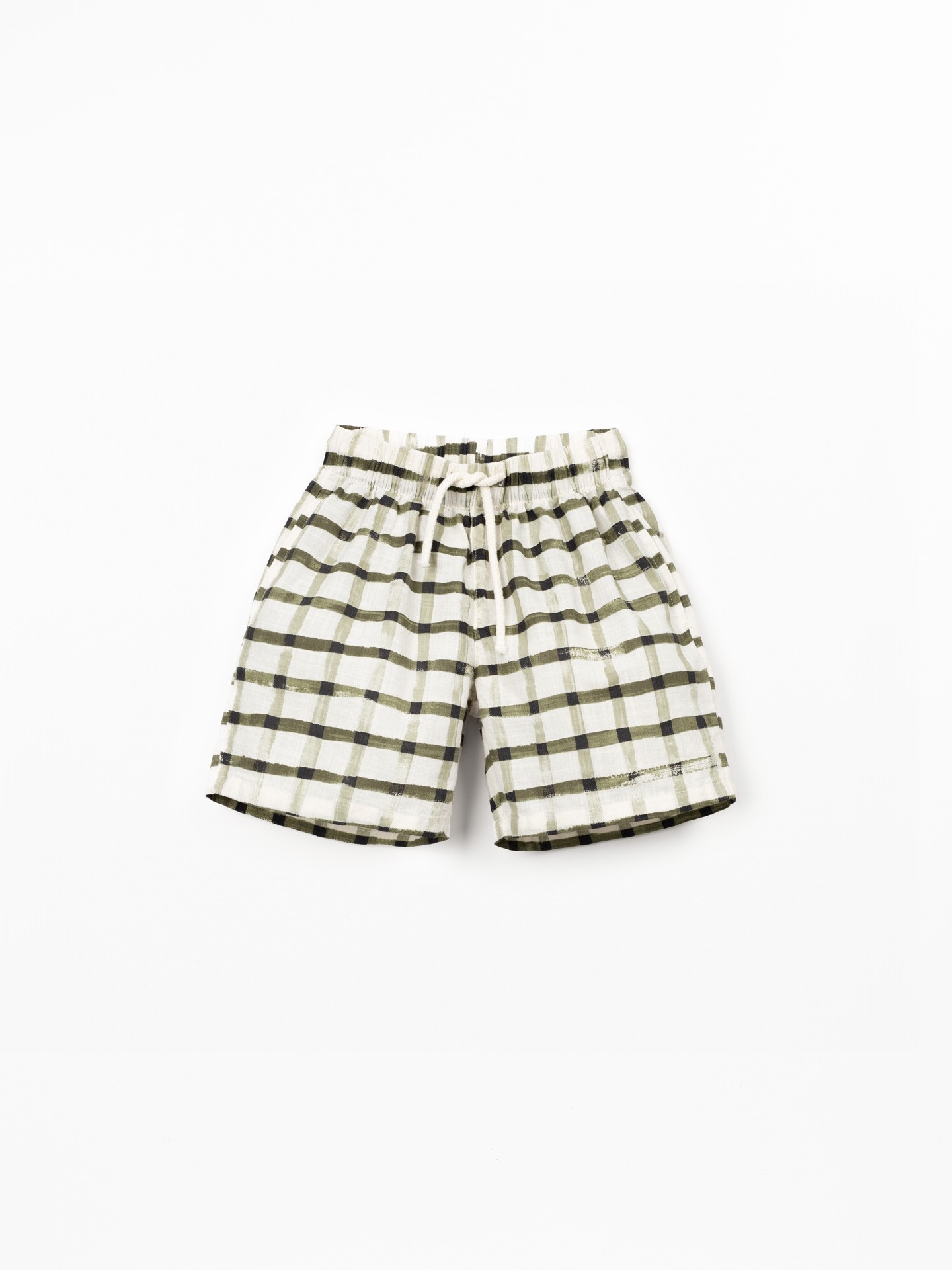 Short en tissu à motif à carreaux