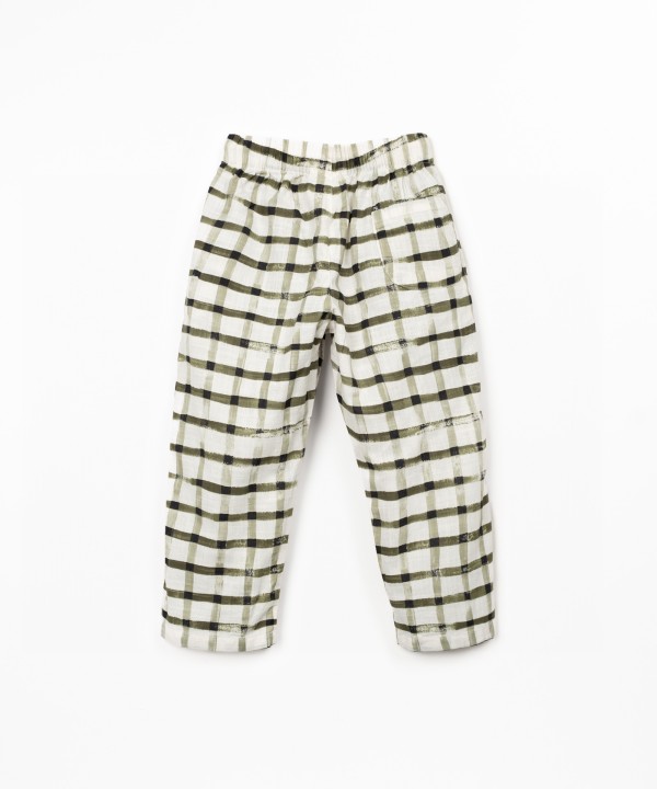 Fabric trousers with checkered print