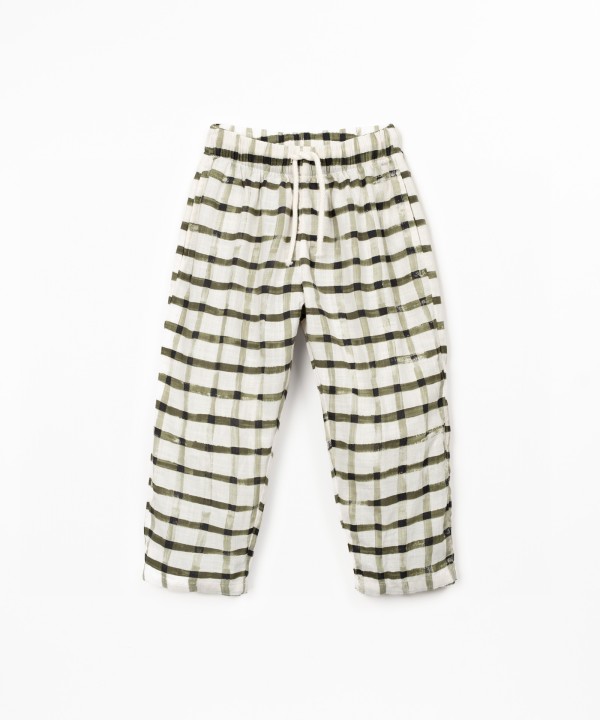 Pantalon en tissu avec imprim� � carreaux