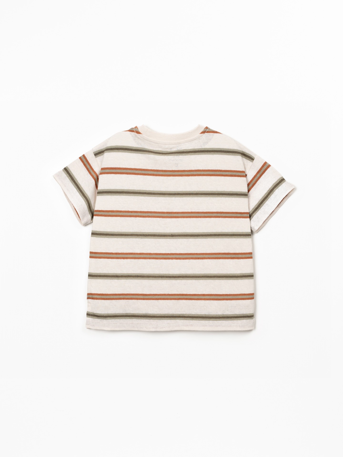 T-shirt mistura de fibras naturais com padrão de riscas