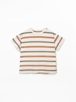 T-shirt mistura de fibras naturais com padr�o de riscas