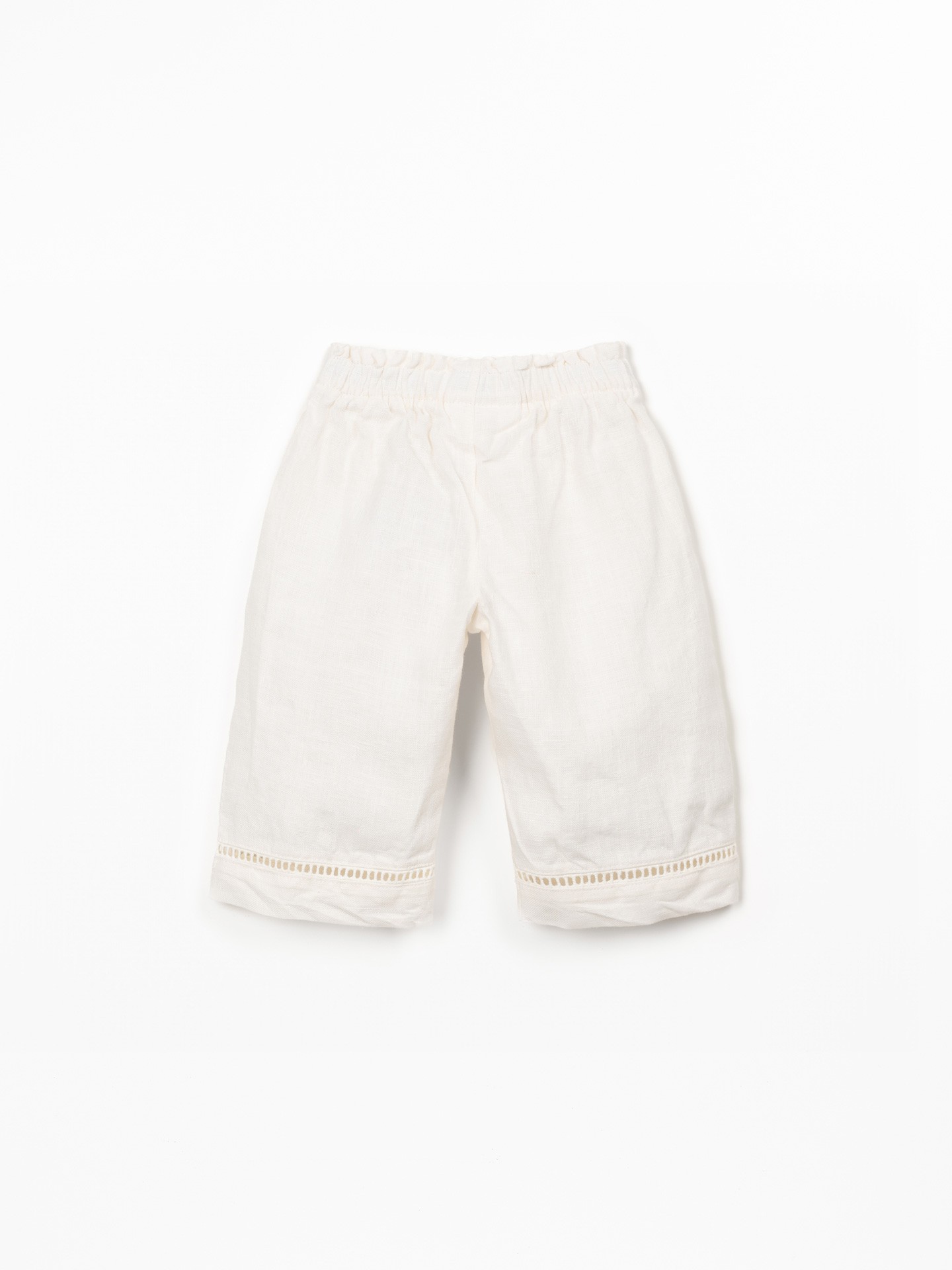 Calça de linho com cinto elástico