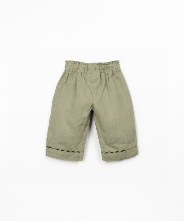 Pantaloni in lino con cintura elastica