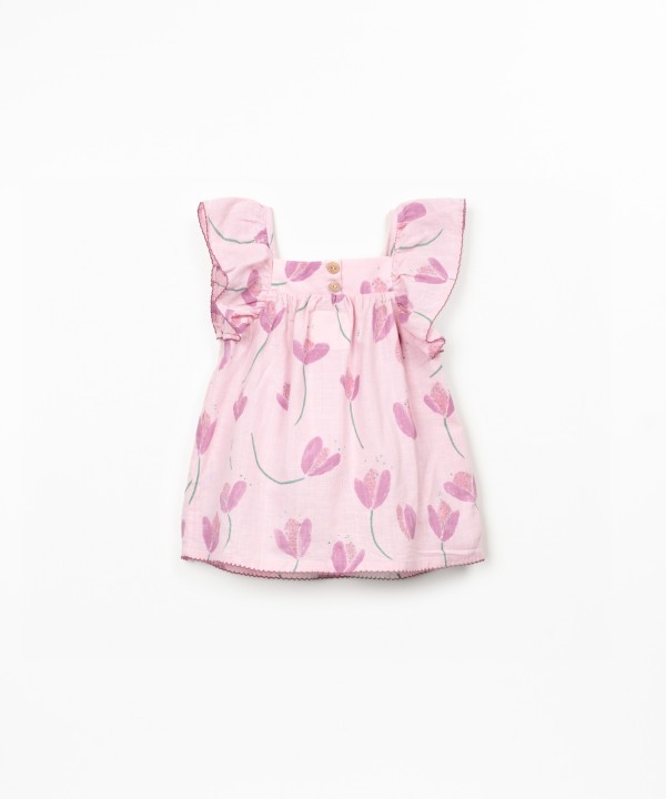 Vestido de tejido con estampado de tulipanes