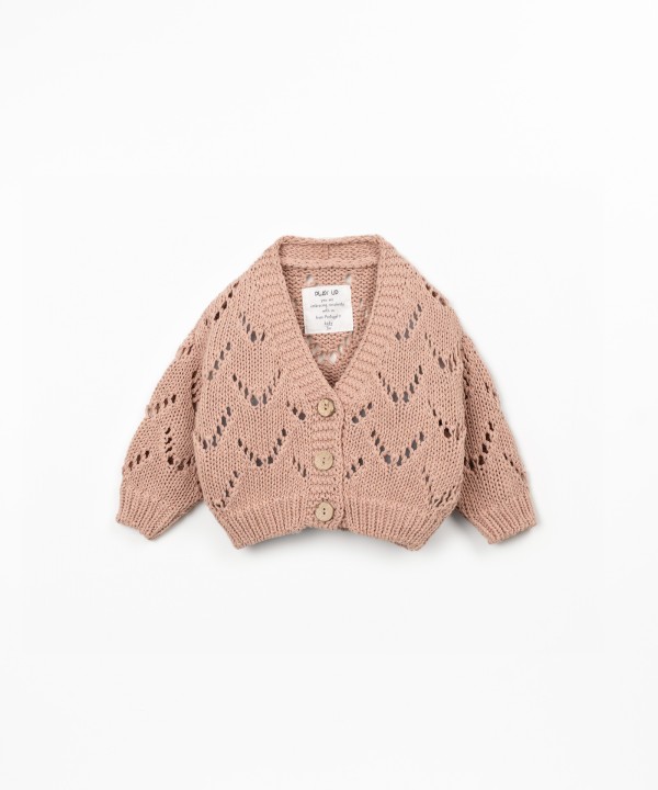 Casaco tricot com bot�es de coco