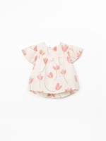 T�nica con estampado de tulipanes