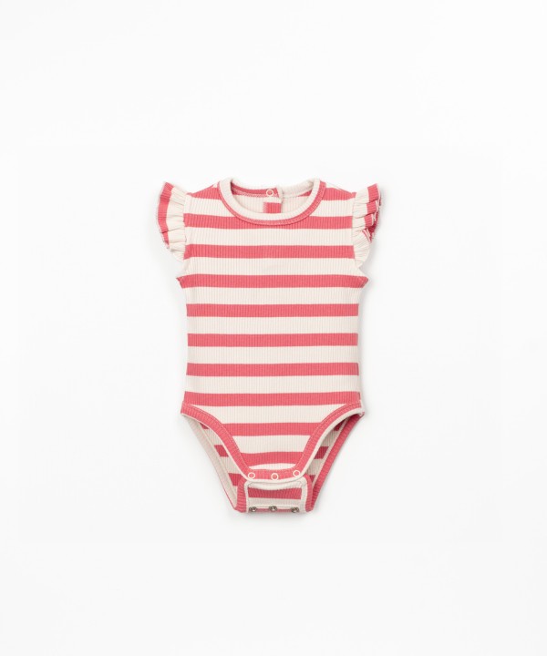 Ribbed jersey bodysuit with stripe pattern