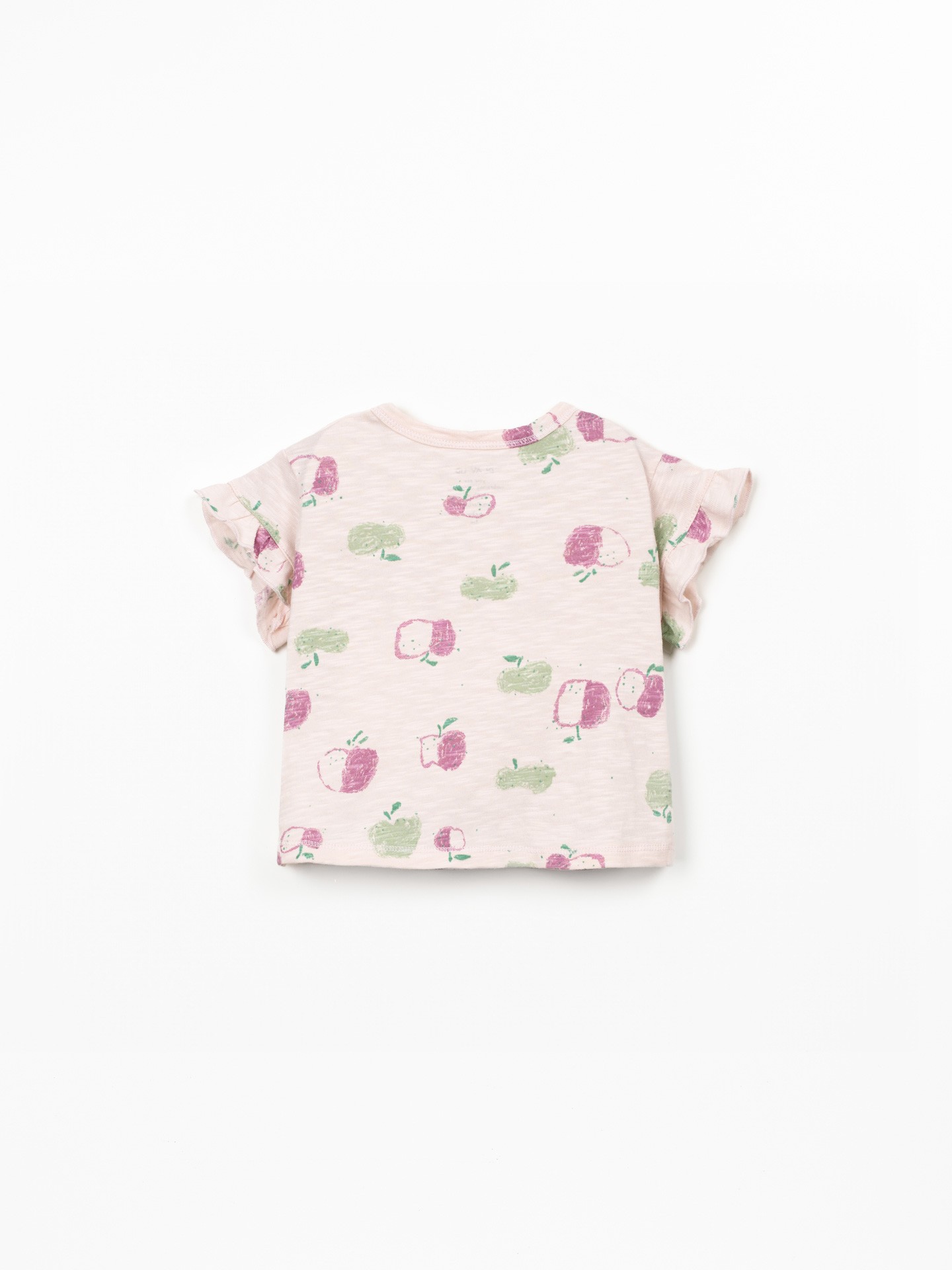 T-shirt con inserto con volant sulla manica