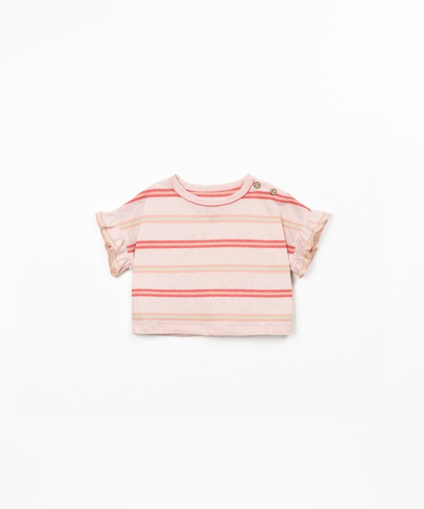 T-shirt in natural fibers with stripe pattern