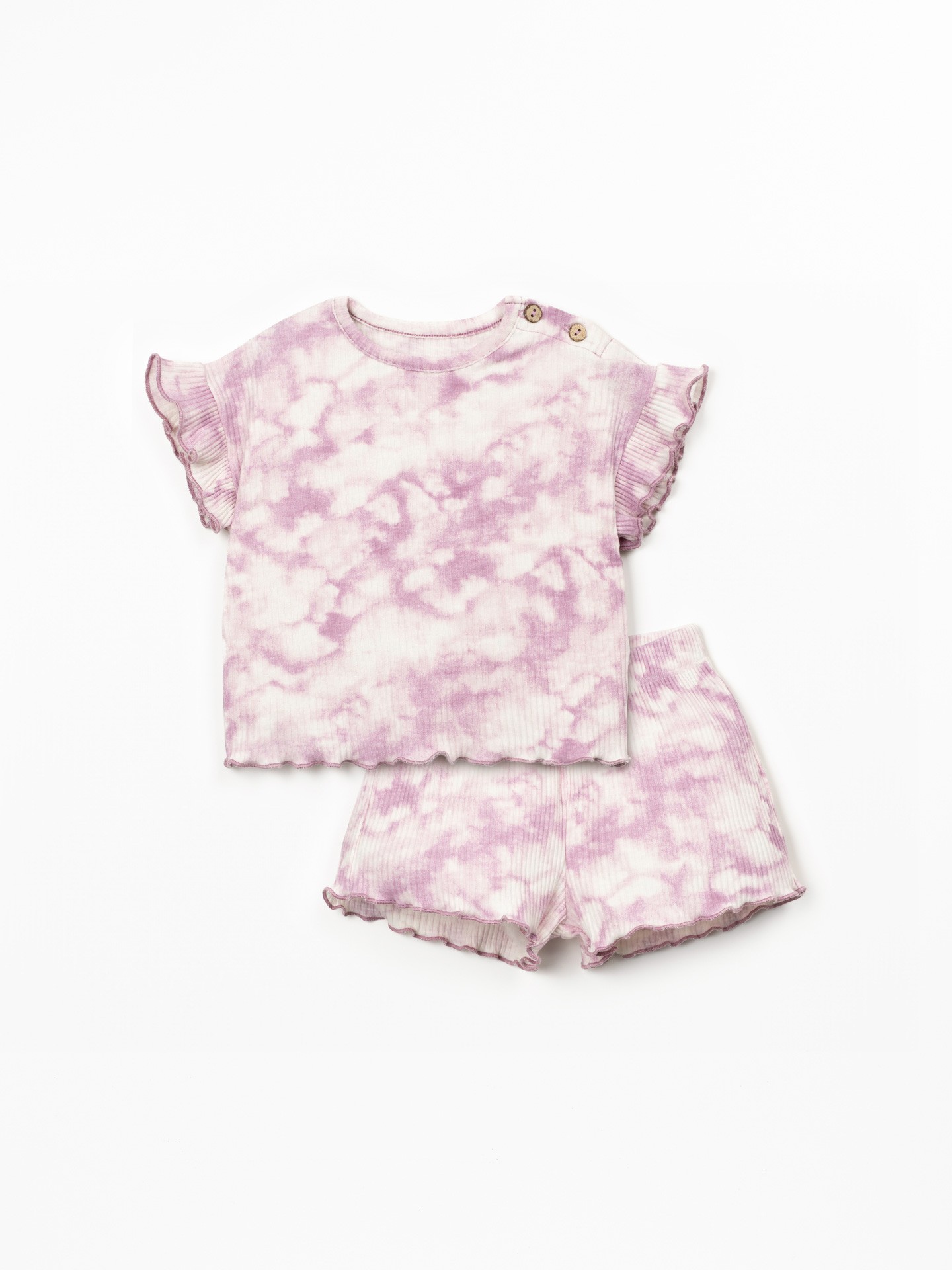 Pijama dem malha canelada com estampado