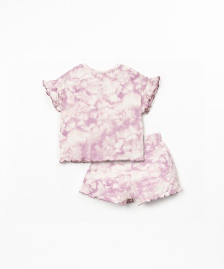 Pijama de punto canalé con estampado