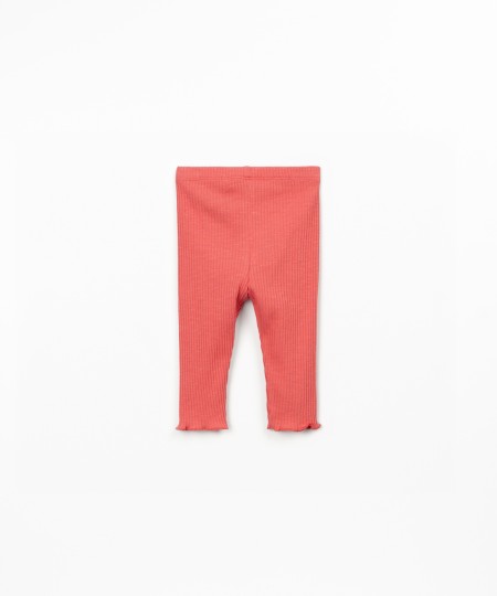 Leggings a costine in cotone biologico