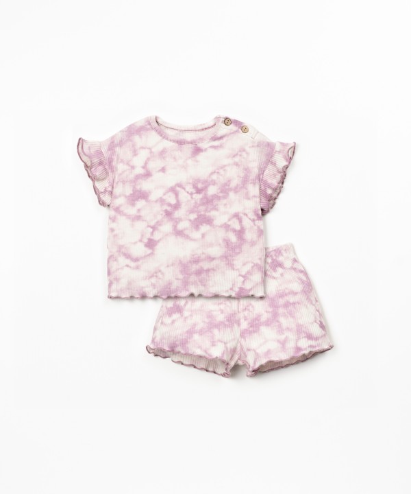 Pijama dem malha canelada com estampado