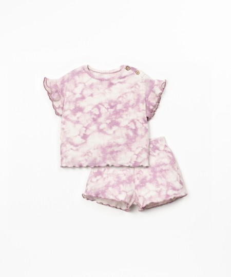 Pijama dem malha canelada com estampado