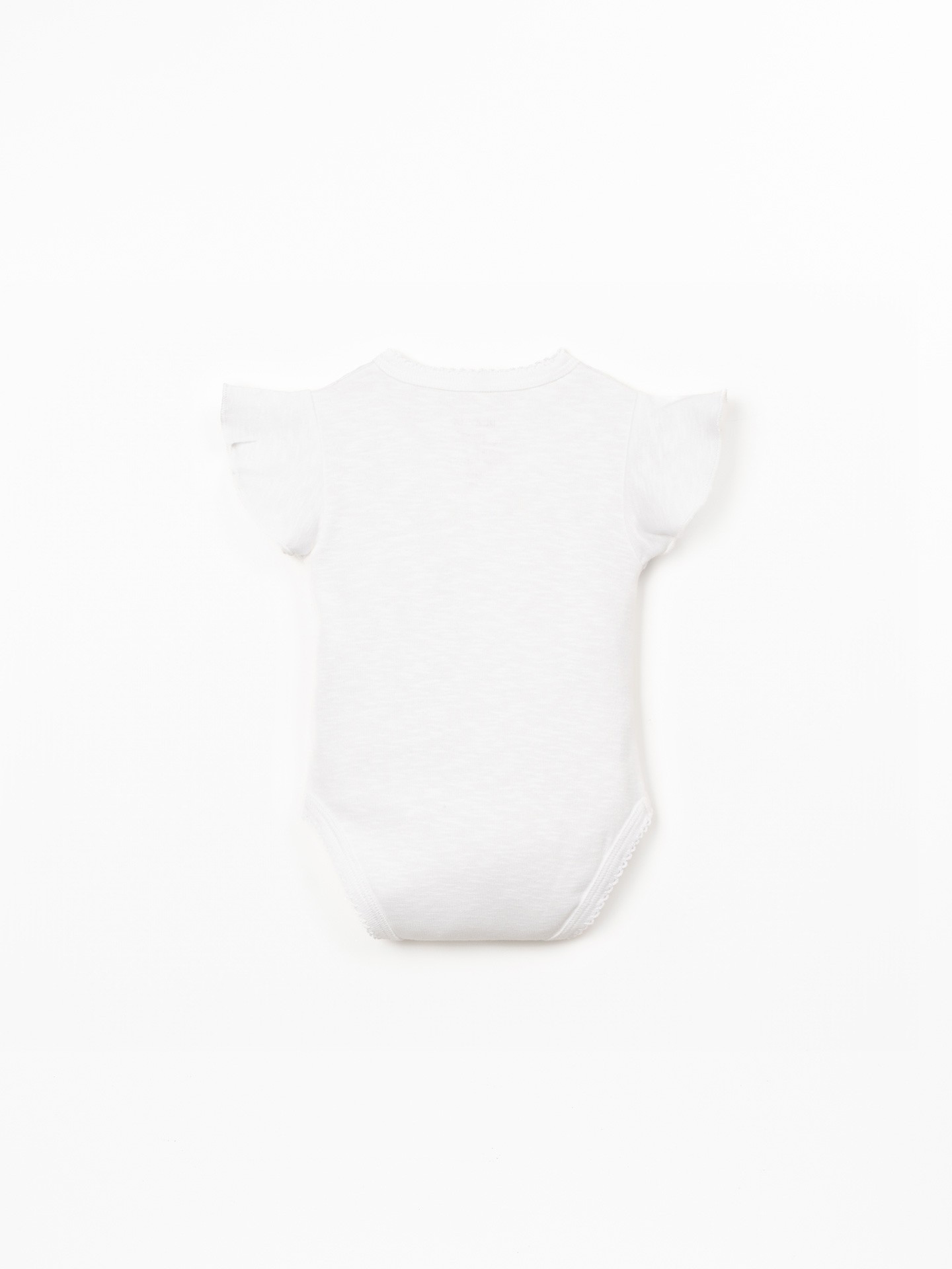 Body in cotone biologico con inserto con volant sulla manica