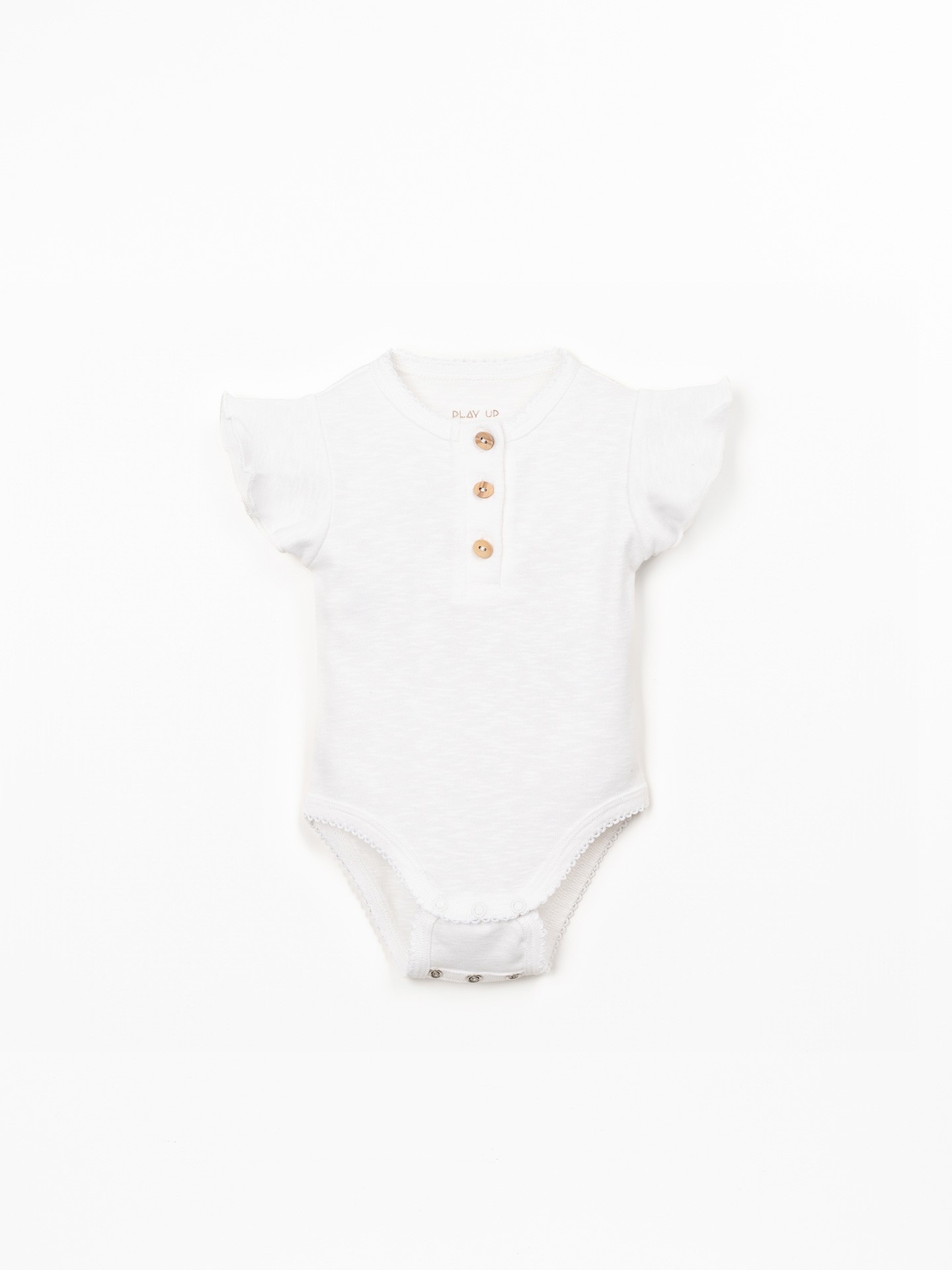 Body in cotone biologico con inserto con volant sulla manica