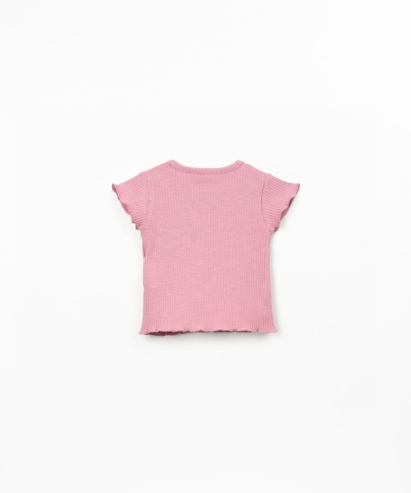 T-shirt em malha canelada de algodão orgânico