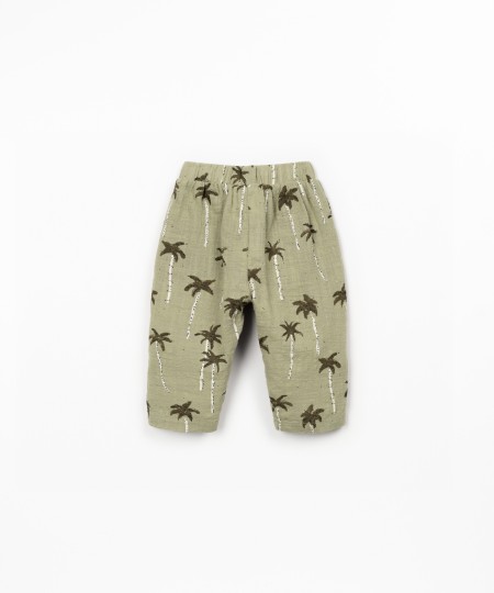 Pantalon en tissu avec imprimé de palmiers