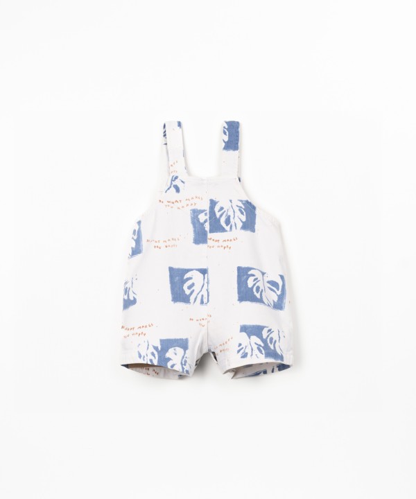 Twill jumpsuit with palm monstera print