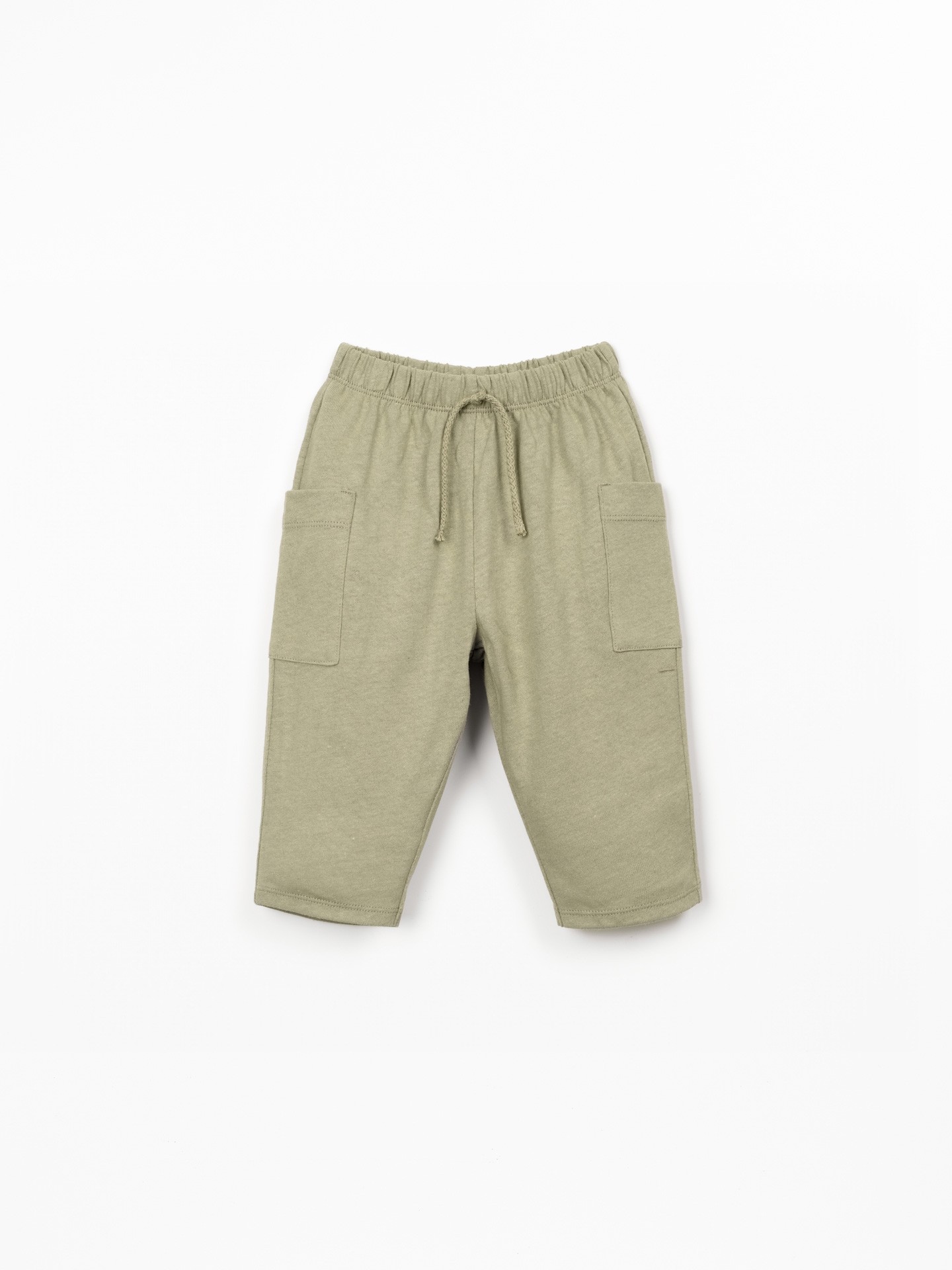 Pantaloni in maglia di cotone biologico e lino