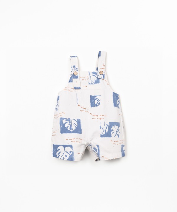 Twill jumpsuit with palm monstera print