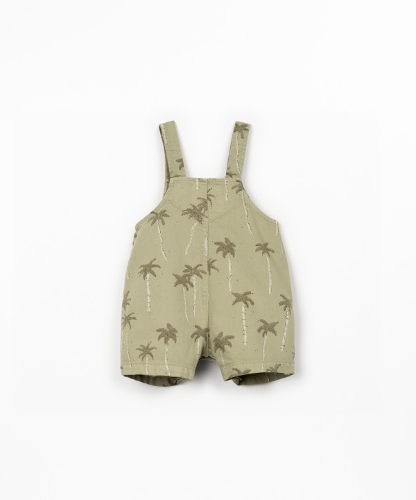 Twill jumpsuit with palm tree print