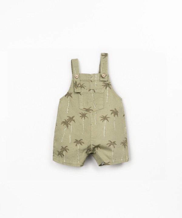Twill jumpsuit with palm tree print
