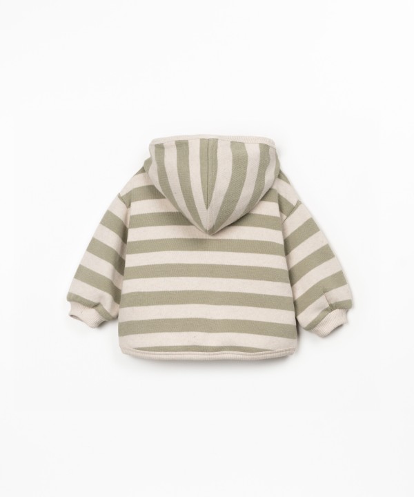 Hooded jacket with striped pattern