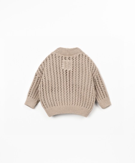 Cárdigan de punto en mezcla de algodón y fibras recicladas