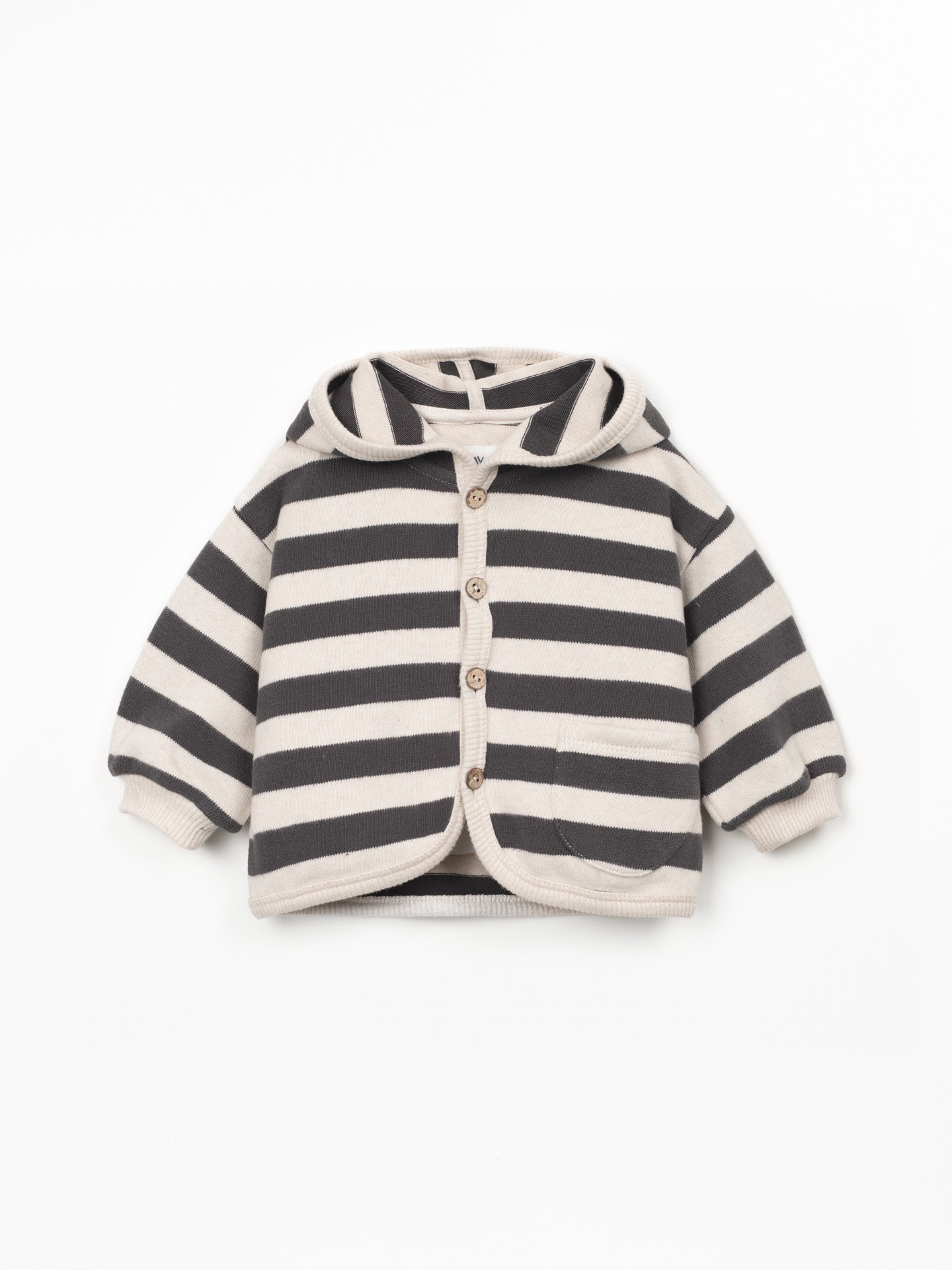 Hooded jacket with striped pattern