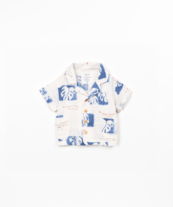 Chemise en coton biologique avec imprimé monstera