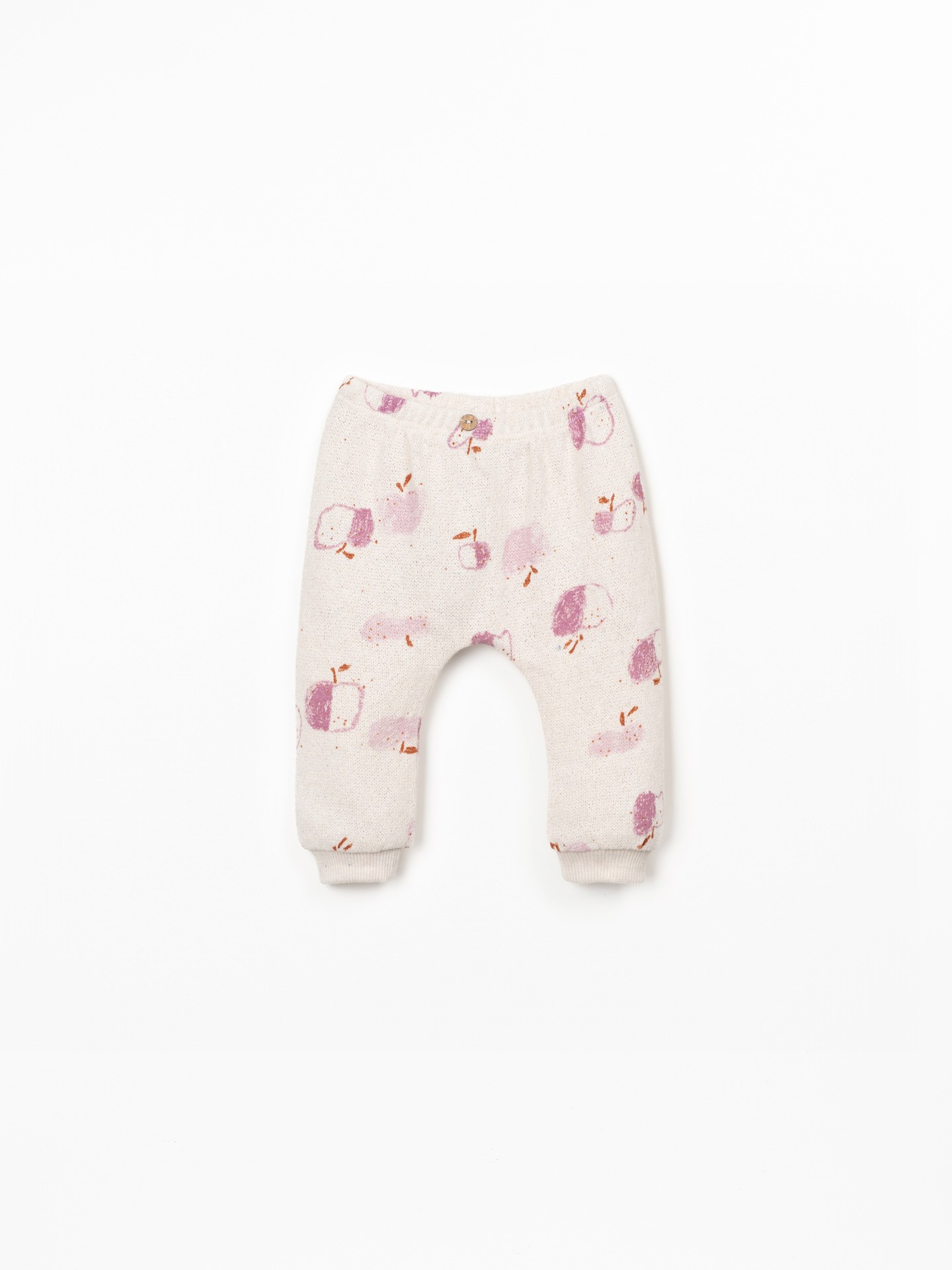 Pantalon en maille avec imprimé pommes