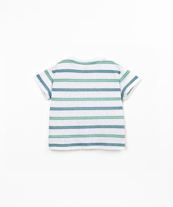 T-shirt en mélange de fibres naturelles à motif rayé